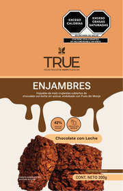 Empaque True Enjambres de chocolate con leche sin azúcar, 200 g, vista frontal