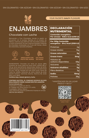 Información nutrimental e ingredientes de True Enjambres chocolate con leche, 200 g