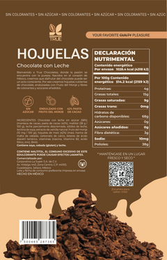 Información nutrimental e ingredientes de True Hojuelas chocolate con leche, 200 g