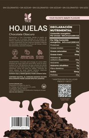 Información nutrimental e ingredientes de True Hojuelas chocolate obscuro, 200 g