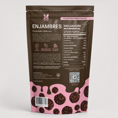Empaque texturizado True Enjambres de chocolate obscuro sin azúcar, vista posterior