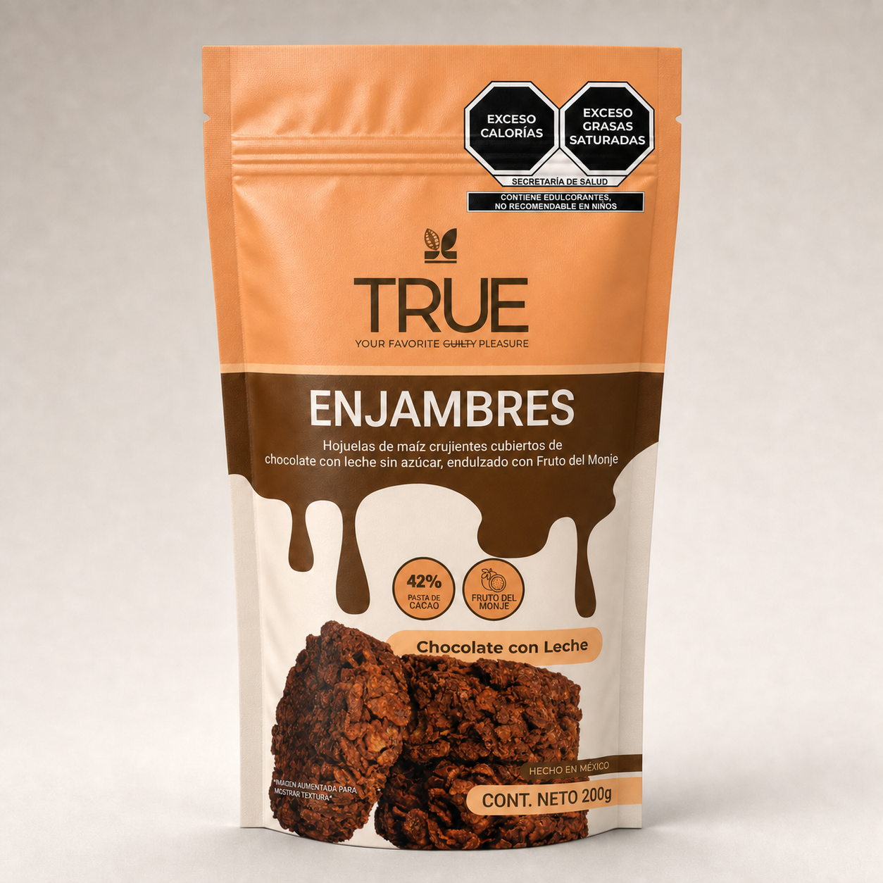 Vista frontal texturizada de Enjambres — Chocolate con Leche (200 g)